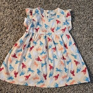 Wrangler Flutter Sleeve Multicolor Horse Print Dress Tunic 18 Mos Pearl Snap